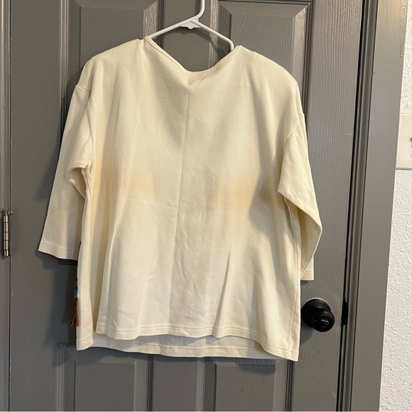 Sweater Loft Sport Cream Southwestern Style Top Fringe Aztec - Picture 7 of 9